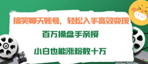 打造搞笑聊天账号:轻松入手高效变现,小白也能涨粉数十万-欢迎光临本站