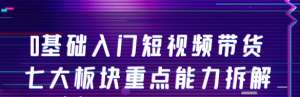 短视频带货教程:0基础入门短视频带货,七大板块重点能力教学-欢迎光临本站