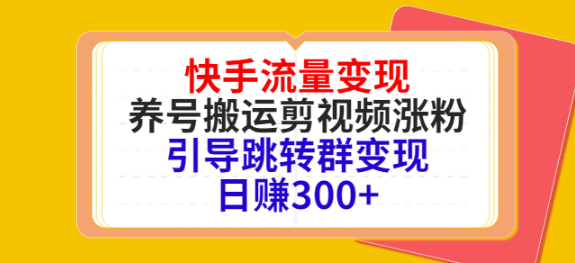 图片[1]-快手流量变现绝密教程，引导跳转群变现日赚300+-暗冰资源网